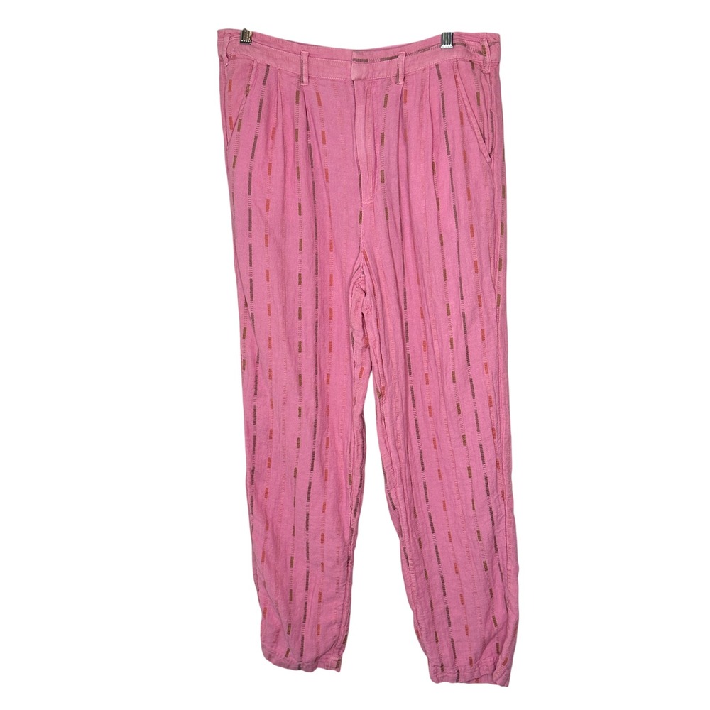 Free People Size 10 I want Candy Soft Spirit Trousers Pink‎ Pants Linen Blend